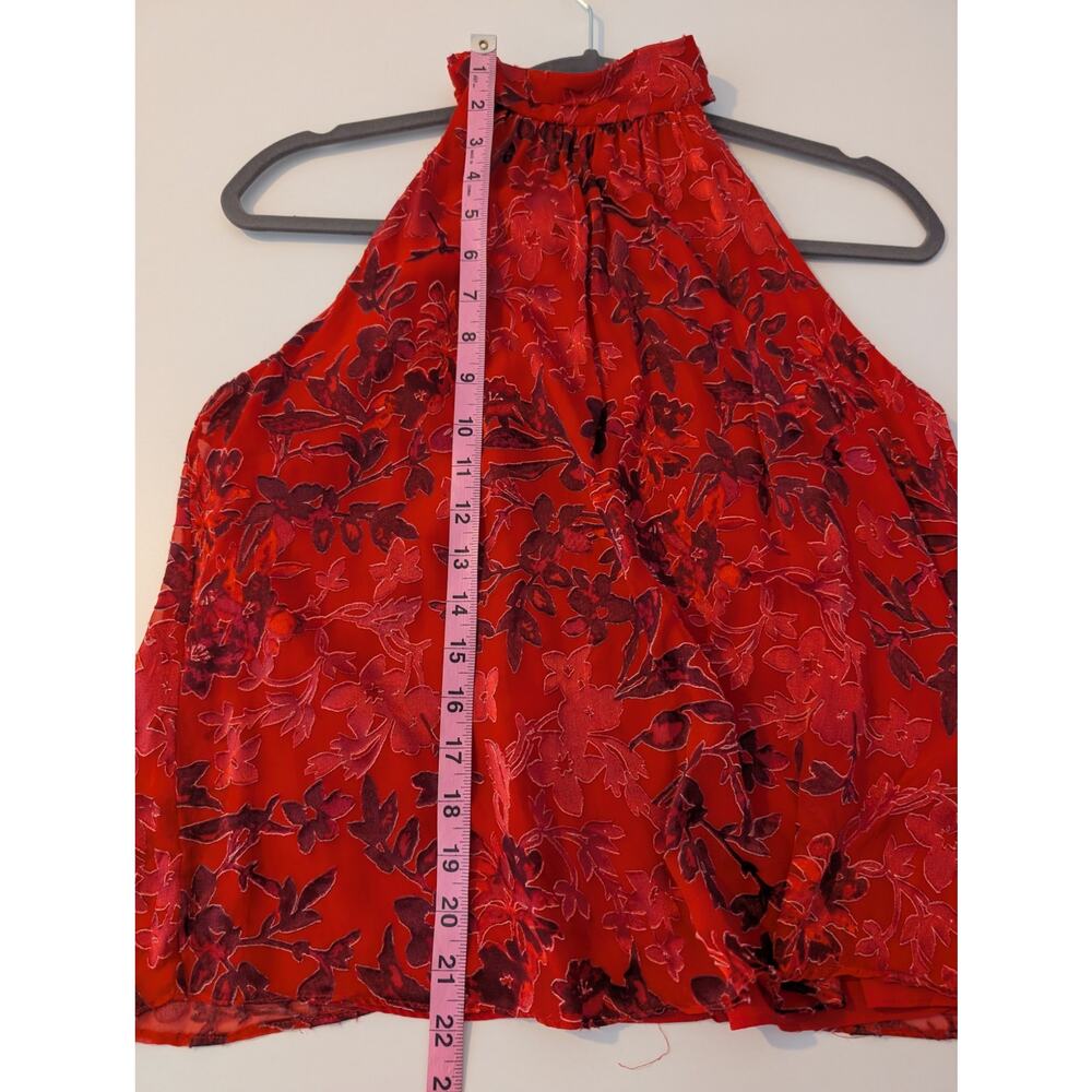 Alice + Olivia Kinsley Top Halter Silk Velvet Whimsigoth Fairy Grunge Red Size S - Picture 13 of 13